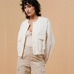 Hazel Women's Bomber Jacket Ivory Color Size M